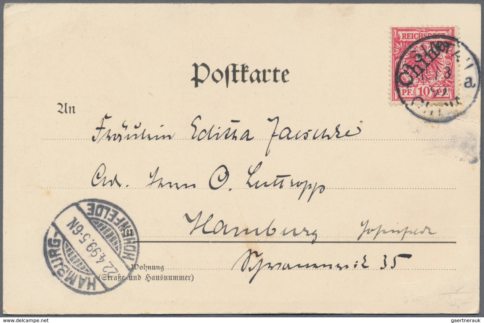 Deutsche Post In China: 1899/1910, Und KIAUTSCHOU. Feines Lot Von 37 Frankierten Ansichtskarten Incl - Chine (bureaux)