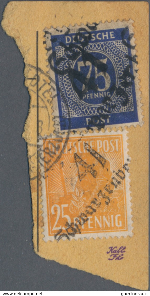 Sowj. Zone - Bezirkshandstempel: 1948, Konvolut Mit 14 Marken Auf 5 Verschiedenen Paketkarten-Aussch - Autres & Non Classés