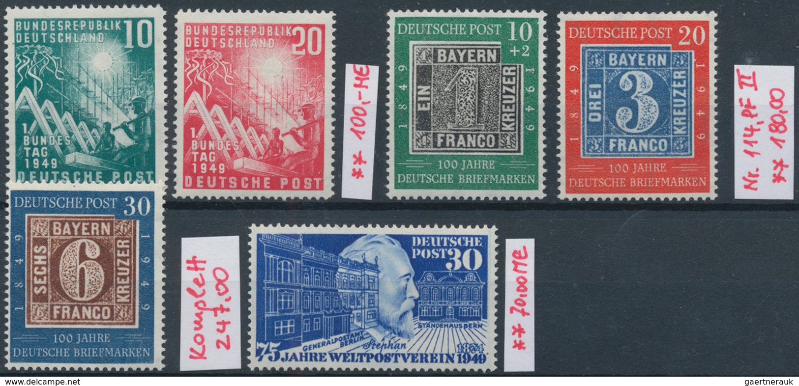 Bundesrepublik Deutschland: 1949/1956, Meist Postfrischer, Teils Auch Gestempelter Bestand Auf Steck - Sammlungen