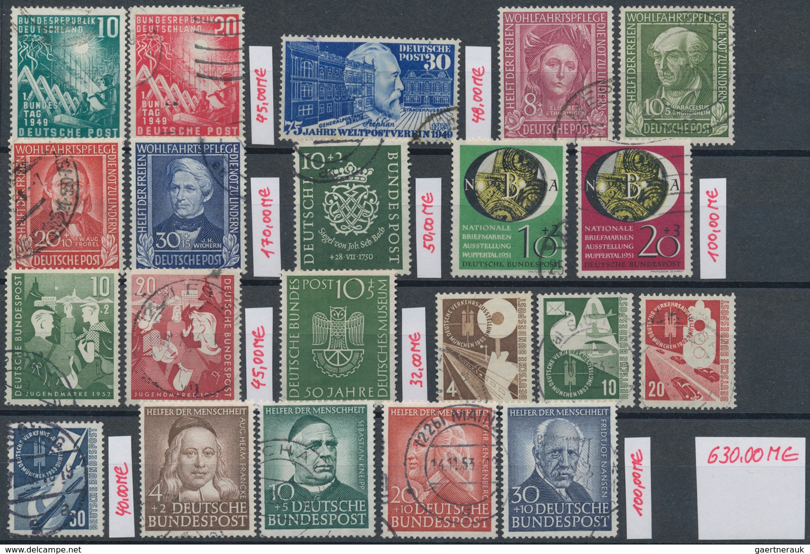 Bundesrepublik Deutschland: 1949/1956, Meist Postfrischer, Teils Auch Gestempelter Bestand Auf Steck - Collections