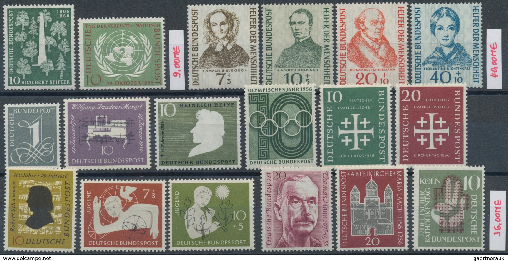 Bundesrepublik Deutschland: 1949/1956, Meist Postfrischer, Teils Auch Gestempelter Bestand Auf Steck - Collections