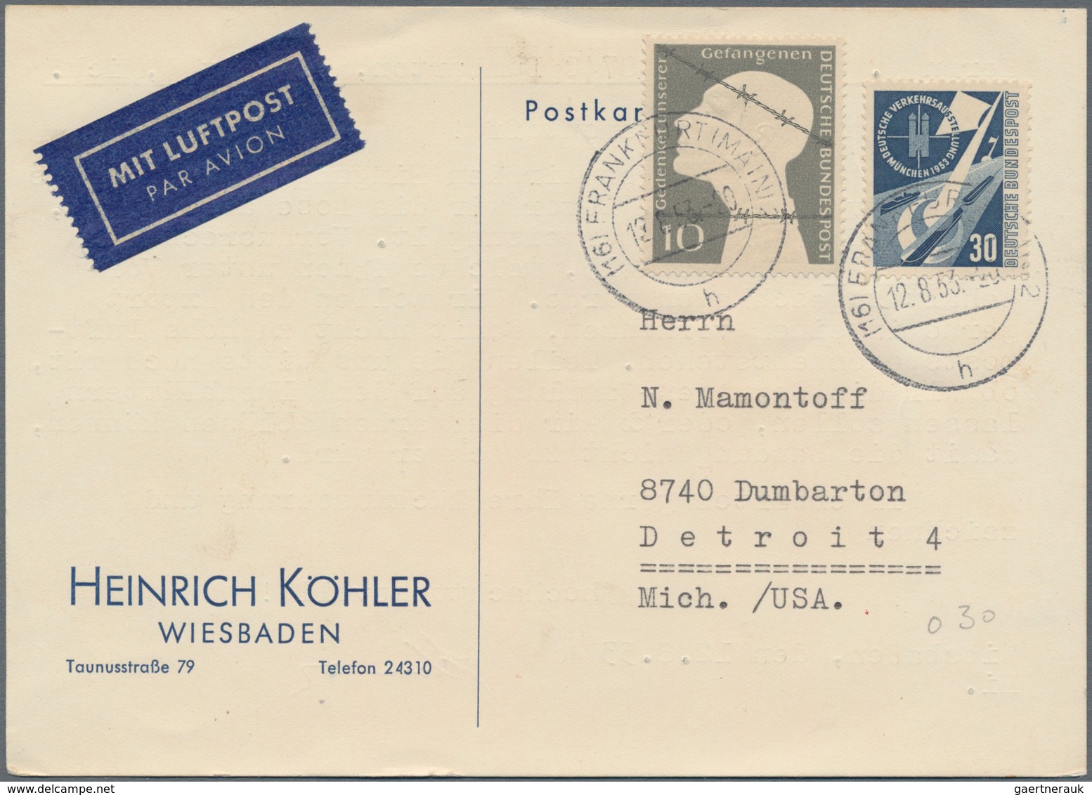 Bundesrepublik Deutschland: 1950 - 1959 (ca.), Umfangreicher Sammlungsposten Von Etwa 800 Belegen, D - Collections