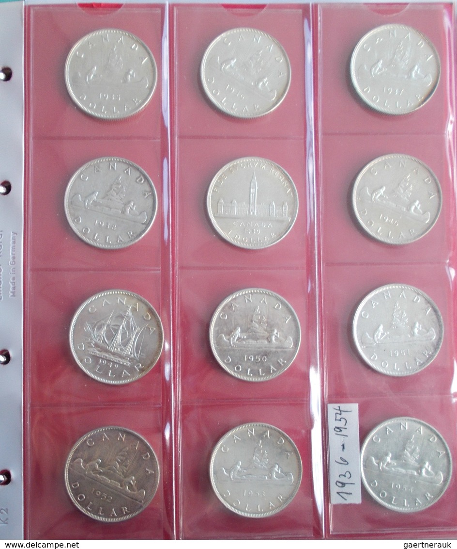 Kanada: LATE ARRIVAL: Ein Album Mit Fast 90 Gedenkmünzen Aus Kanada. Überwiegend 1 Dollar Silber Mün - Canada