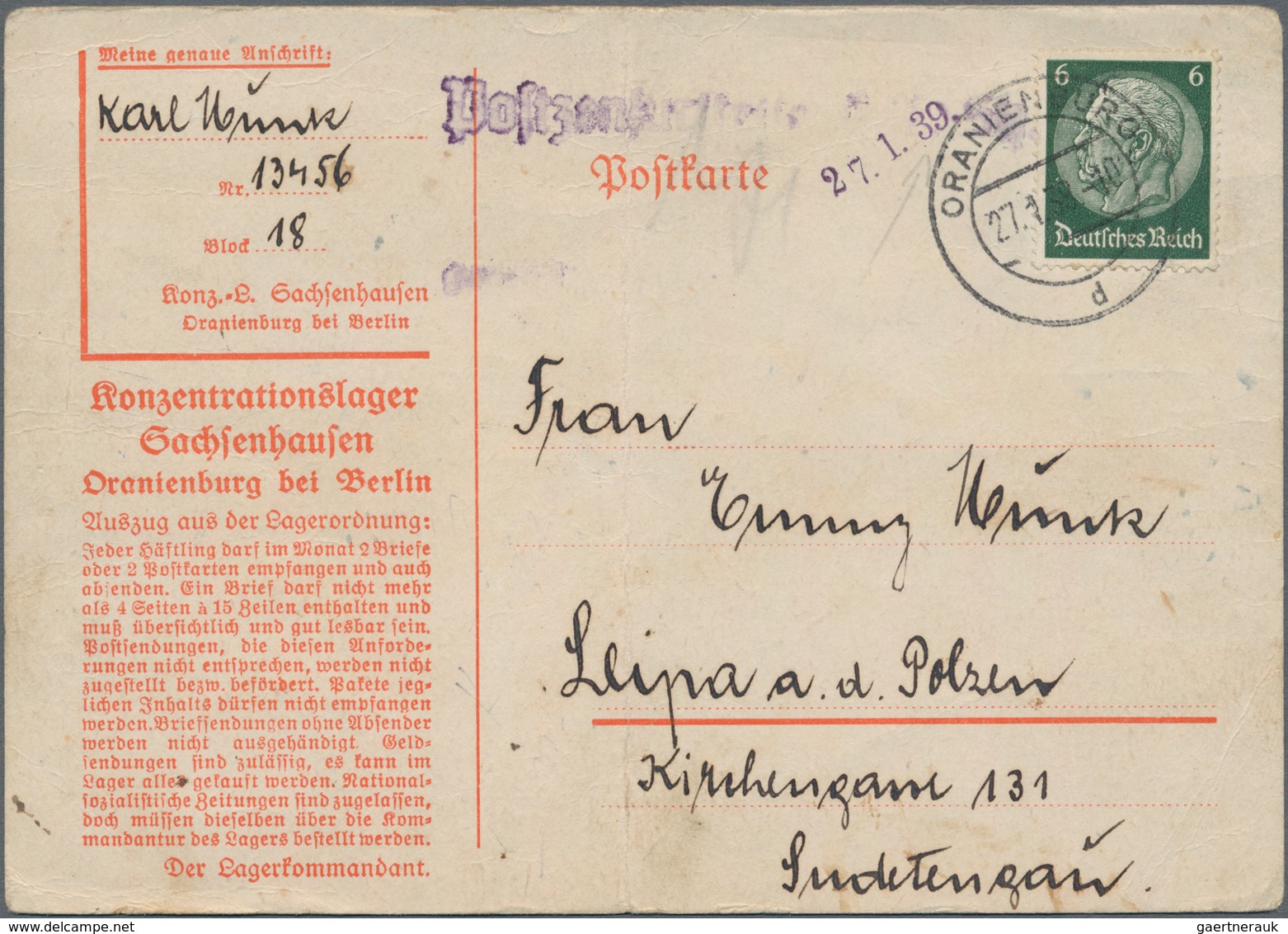 Deutschland: 1870 - 1974 (ca.), Posten Von Etwa 190 Belegen, Dabei Karte Aus Dem KZ Oranienburg, Pak - Collections