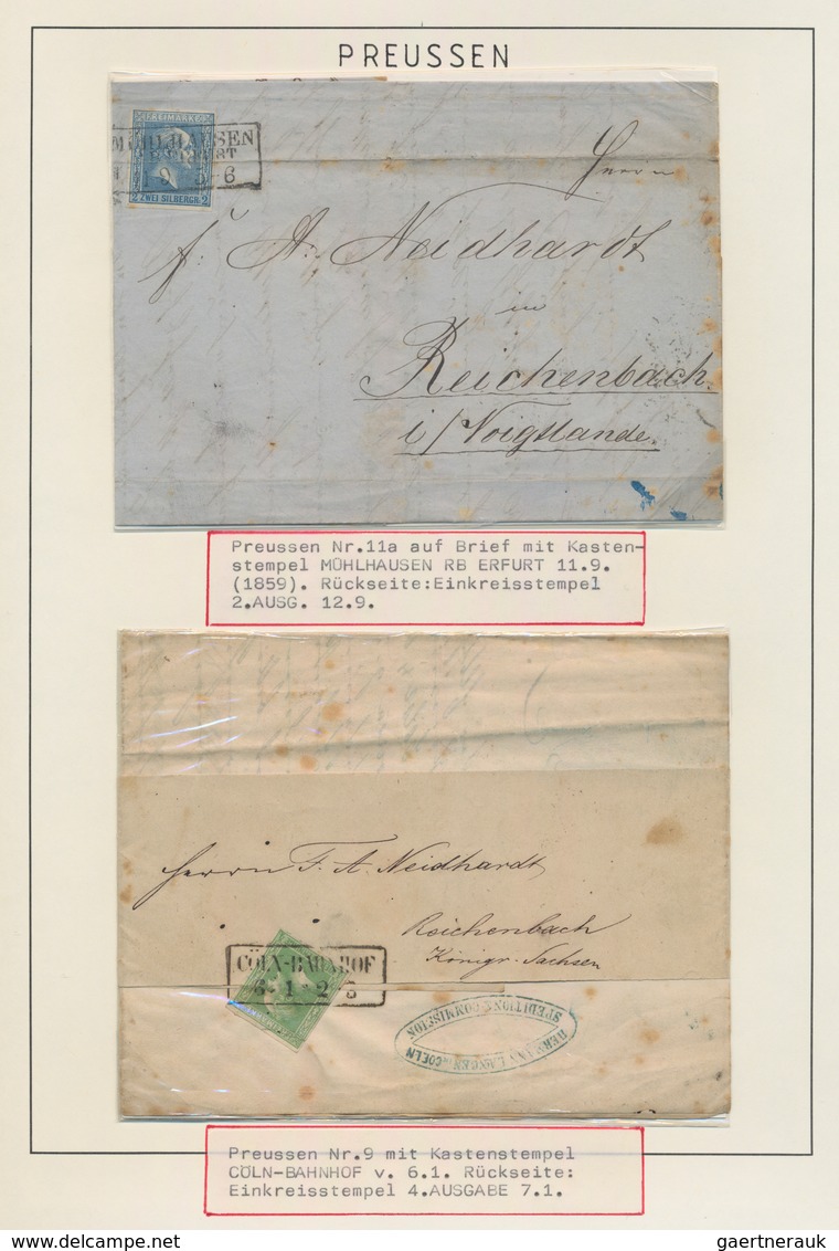 Altdeutschland: 1825/1870, Vielseitige Sammlung Mit Marken Und Briefen Auf Albenblättern Im Klemmbin - Collections