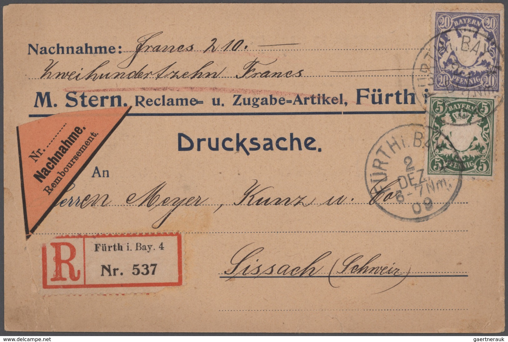 Altdeutschland: 1851/1920, Kleines, Aber Feines Lot Von 7 Belegen Altdeutschland(Bayern, Hannover Un - Collections