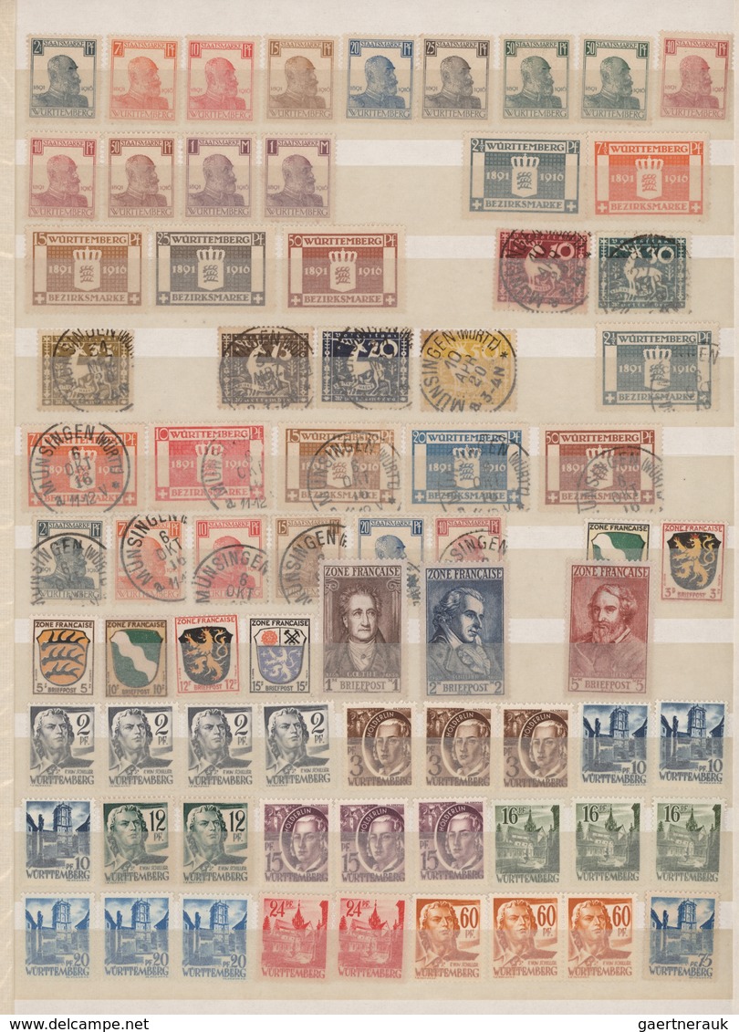 Altdeutschland Und Deutsches Reich: 1900/1930 (ca.), Deutsches Reich, Württemberg Und Bayern, Bestan - Collections