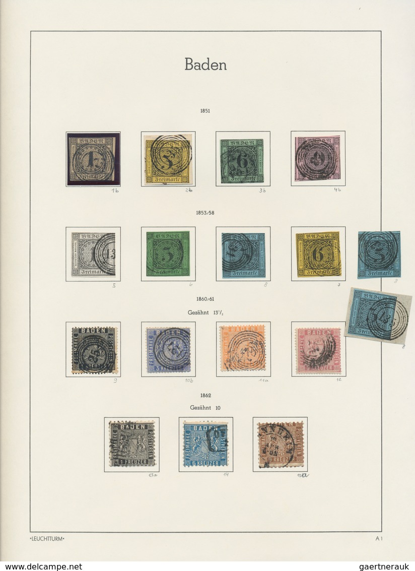 Baden - Marken Und Briefe: 1820/1868, Meist Gestempelte Sammlung Auf Leuchtturm-Blättern, Etwas Unte - Autres & Non Classés