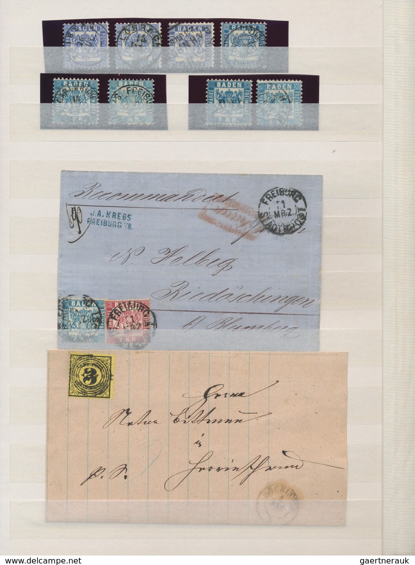 Baden - Marken Und Briefe: 1851/1868, Ausgesucht Schöne Sammlung Von 93 Marken Und Sechs Briefen, Al - Other & Unclassified