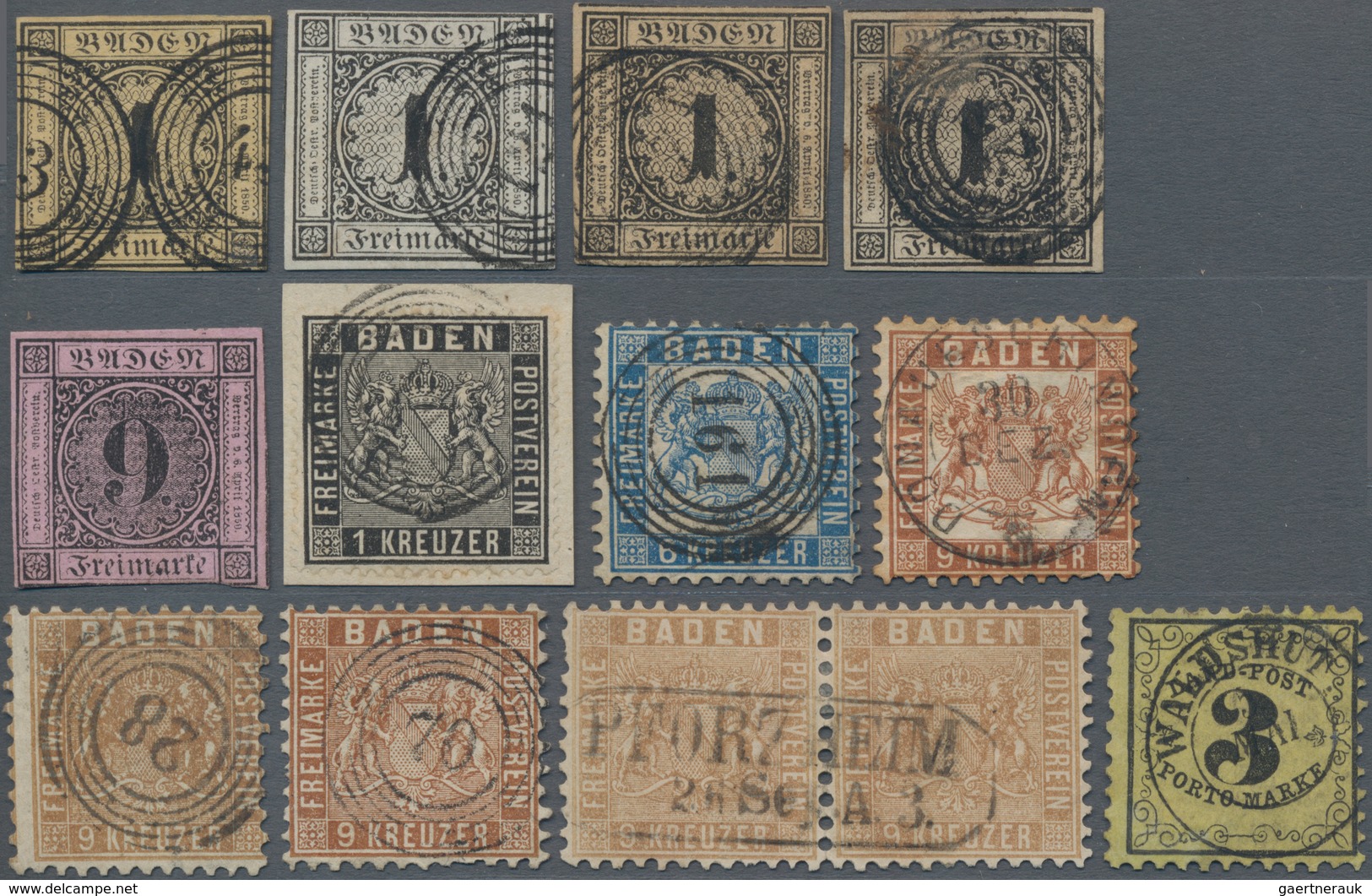 Baden - Marken Und Briefe: 1851-1870, Partie Mit über 30 Steckkarten Mit Gestempelten Marken, Dabei - Other & Unclassified