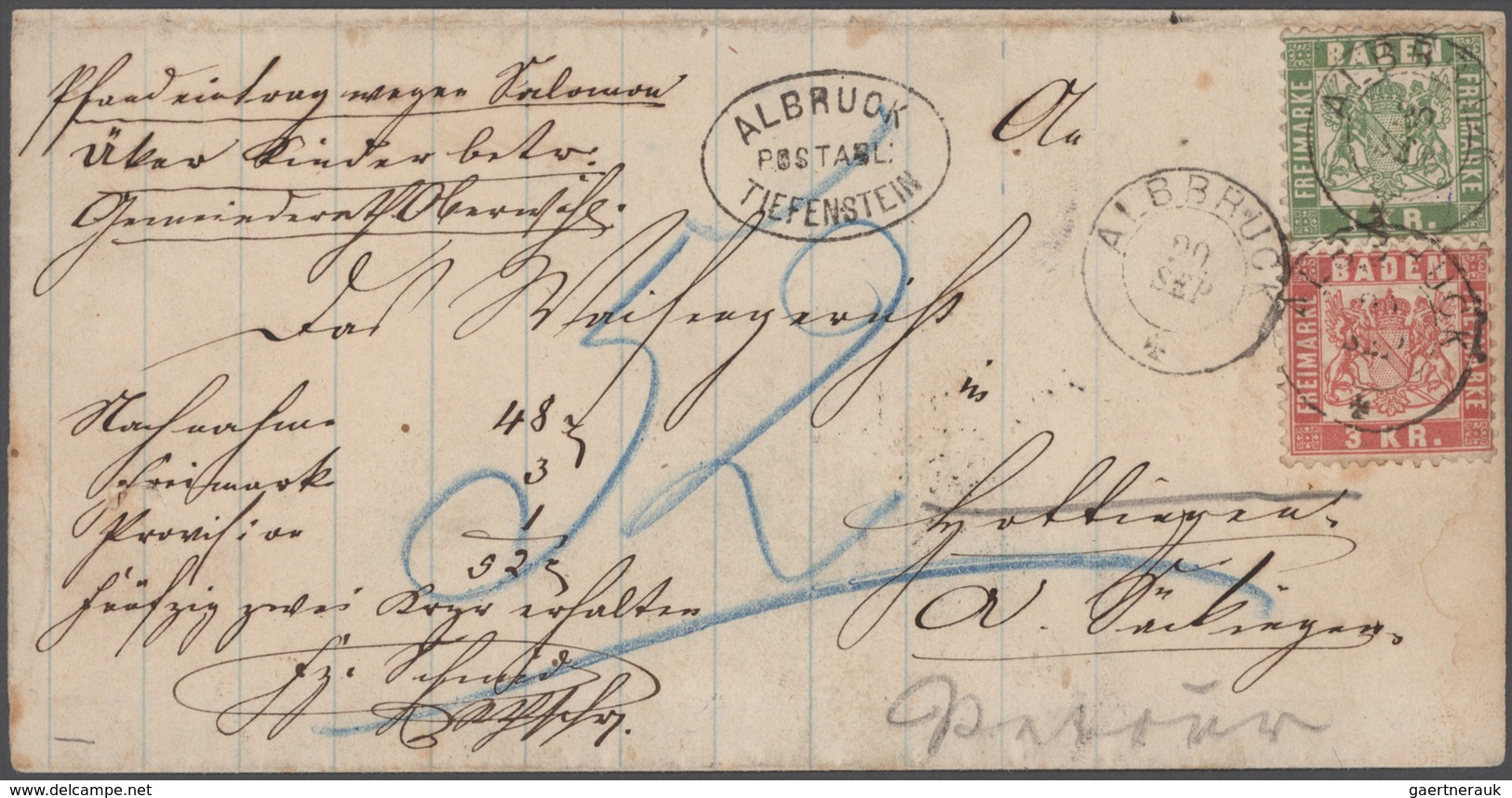 Baden - Marken Und Briefe: 1855-1869, Partie Mit 38 Briefen Und Ganzsachen, Dabei Zahlreiche Postabl - Other & Unclassified