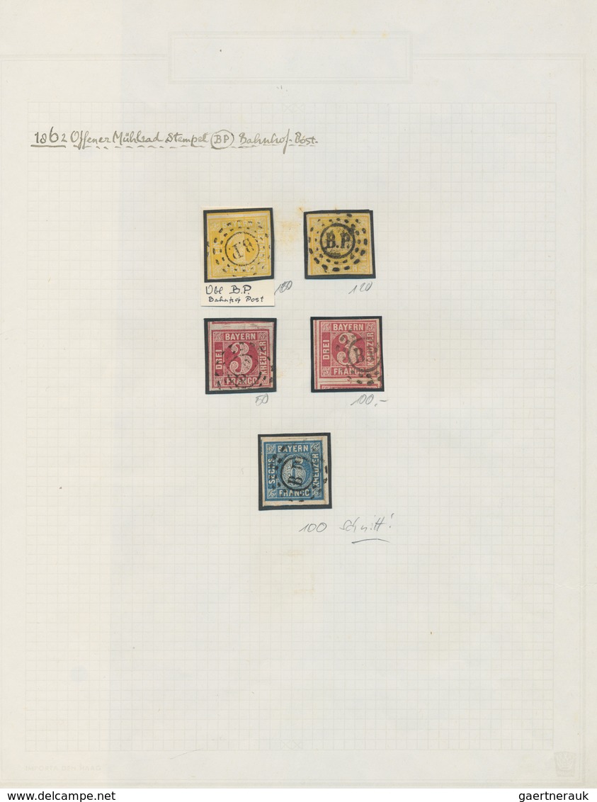 Bayern - Marken Und Briefe: 1850/1866, "B.P." OMR Auf 15 Marken Der Beiden Kreuzer-Ausgaben Auf 2 Al - Autres & Non Classés