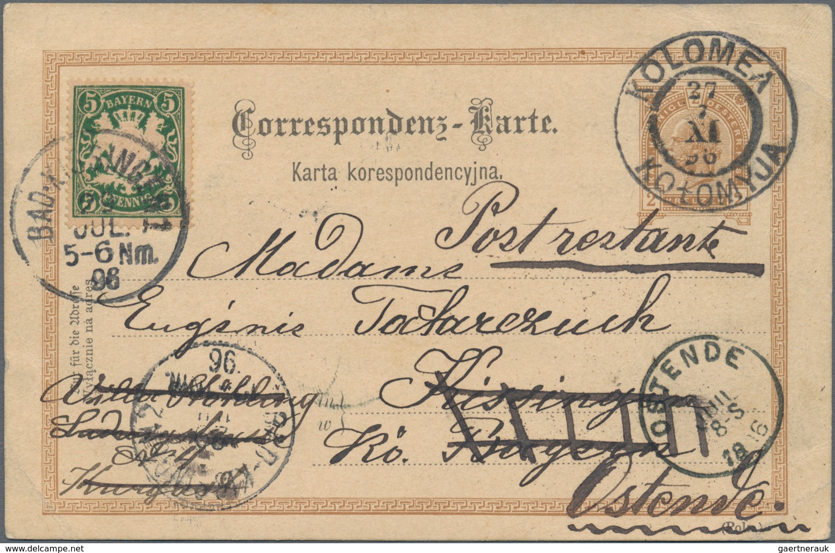Bayern - Marken Und Briefe: 1875/1920, Interessante Partie Mit Ca.20 Belegen, Dabei MiNr.32 EF Auf O - Autres & Non Classés