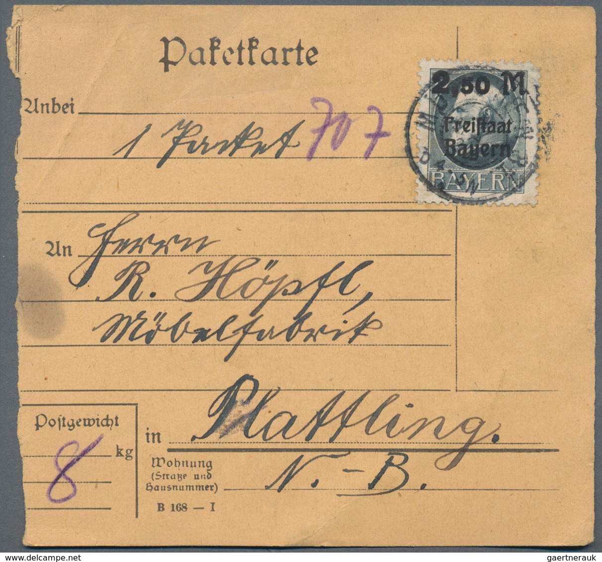 Bayern - Marken Und Briefe: 1913-1920, Partie Mit 230 Paketkarten, Dabei Express, Überdruck-Ausgaben - Other & Unclassified