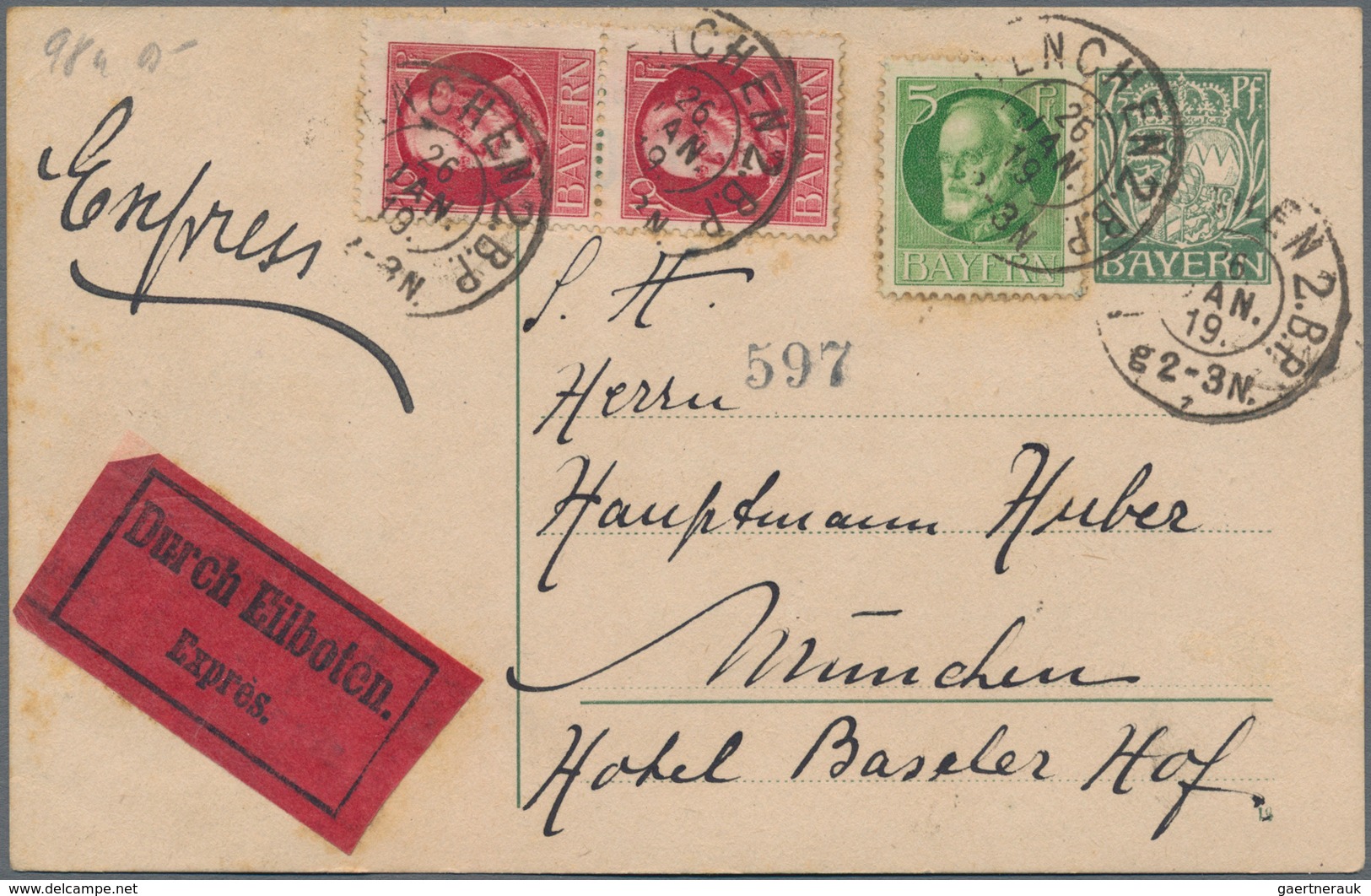 Bayern - Ganzsachen: 1875/1920, Ca. 1.210 überwiegend Gebrauchte Ganzsachen Mit Einer Großen Stempel - Autres & Non Classés