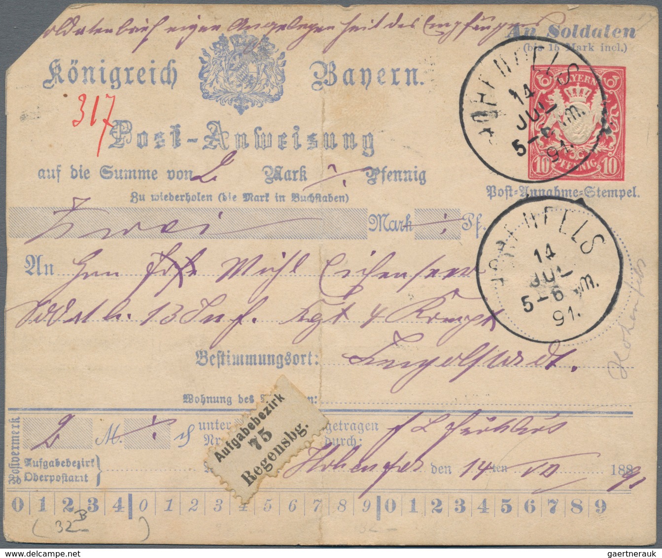 Bayern - Ganzsachen: 1875/1920, Ca. 1.210 überwiegend Gebrauchte Ganzsachen Mit Einer Großen Stempel - Autres & Non Classés