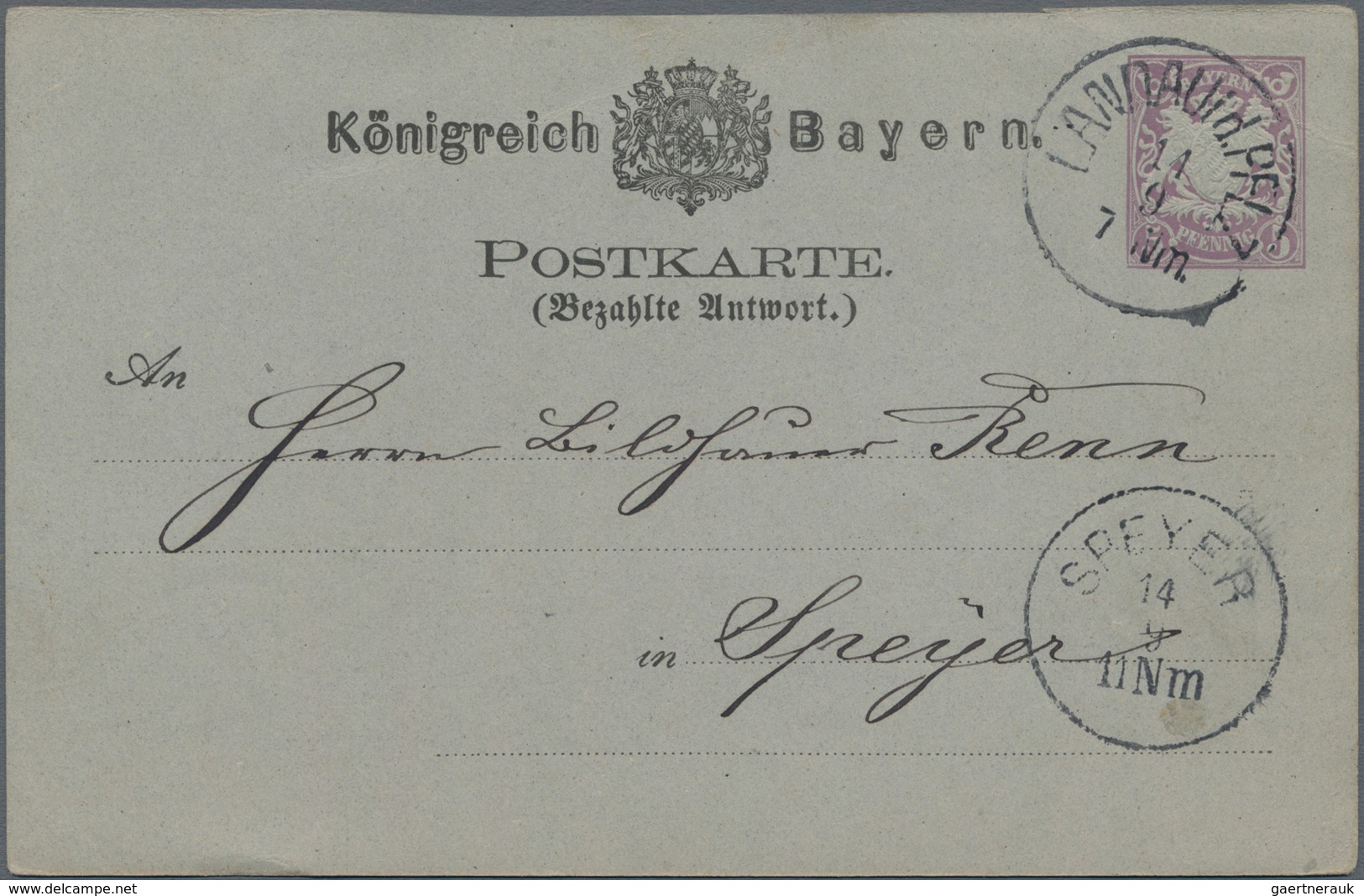 Bayern - Ganzsachen: 1876/1906 (ca.), Vielseitige Partie Von Ca. 190 Gebrauchten Ganzsachenkarten Au - Autres & Non Classés