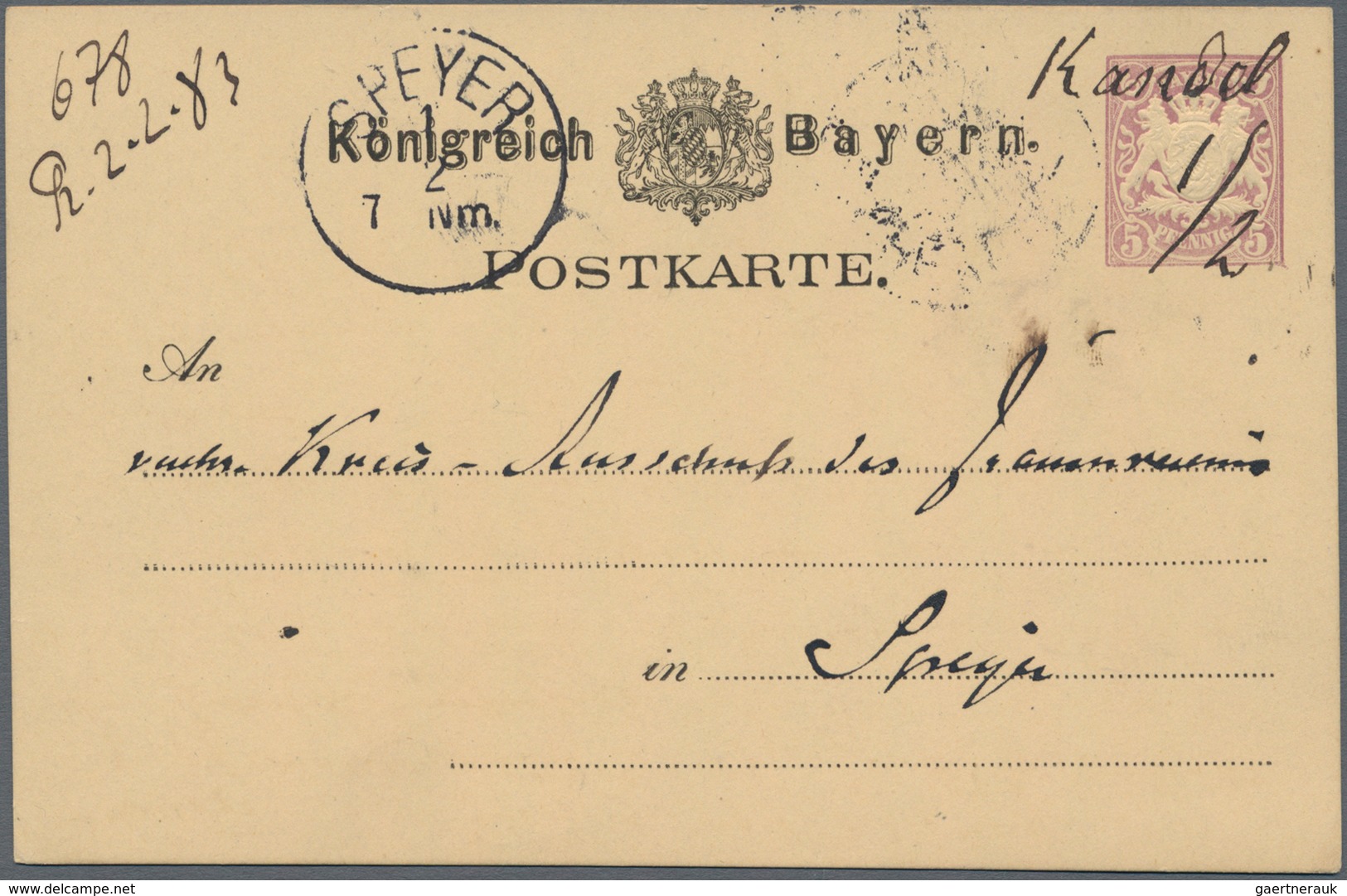 Bayern - Ganzsachen: 1876/1906 (ca.), Vielseitige Partie Von Ca. 190 Gebrauchten Ganzsachenkarten Au - Autres & Non Classés