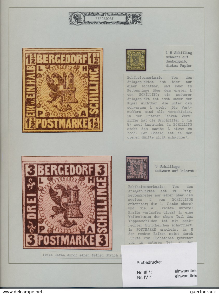 Bergedorf - Marken Und Briefe: 1861/1868, Spezial-Sammlung Der MiNr. 1/5 Auf 23 Instruktiv Beschrift - Bergedorf