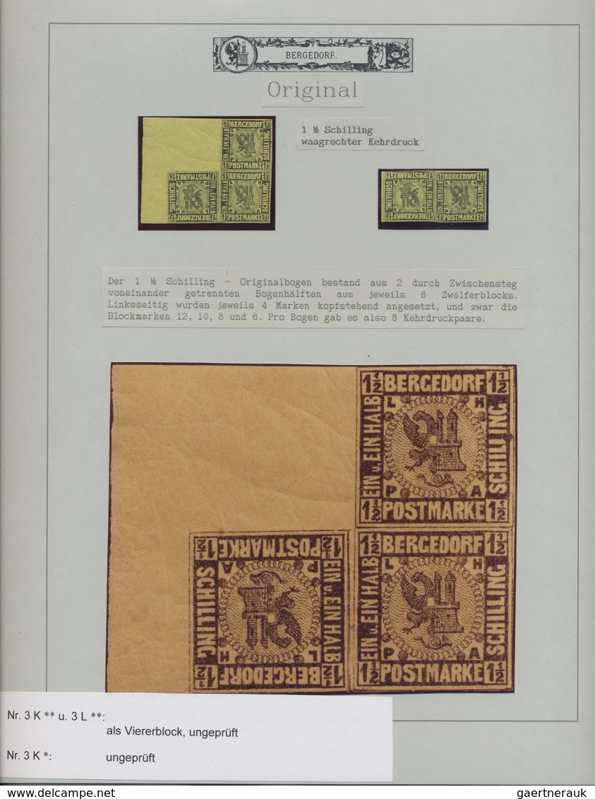 Bergedorf - Marken Und Briefe: 1861/1868, Spezial-Sammlung Der MiNr. 1/5 Auf 23 Instruktiv Beschrift - Bergedorf