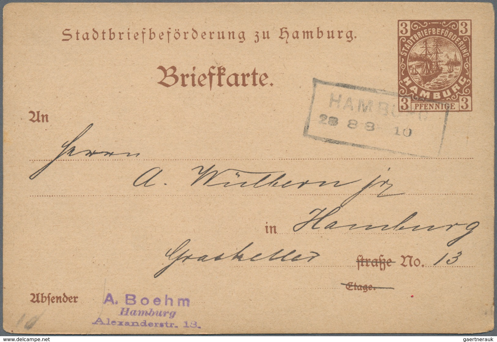 Hamburg - Stadtpostamt: 1889-1900, Partie Mit Rund 75 Briefen Und Ganzsachen, Dabei Auch Gebrauchte - Hamburg