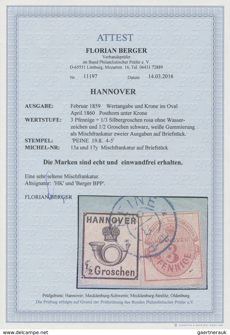 Hannover - Marken Und Briefe: 1859 - 1864 (ca.), Posten Von Ehemals 13 Einzellosen, Dabei Sehr Selte - Hanovre