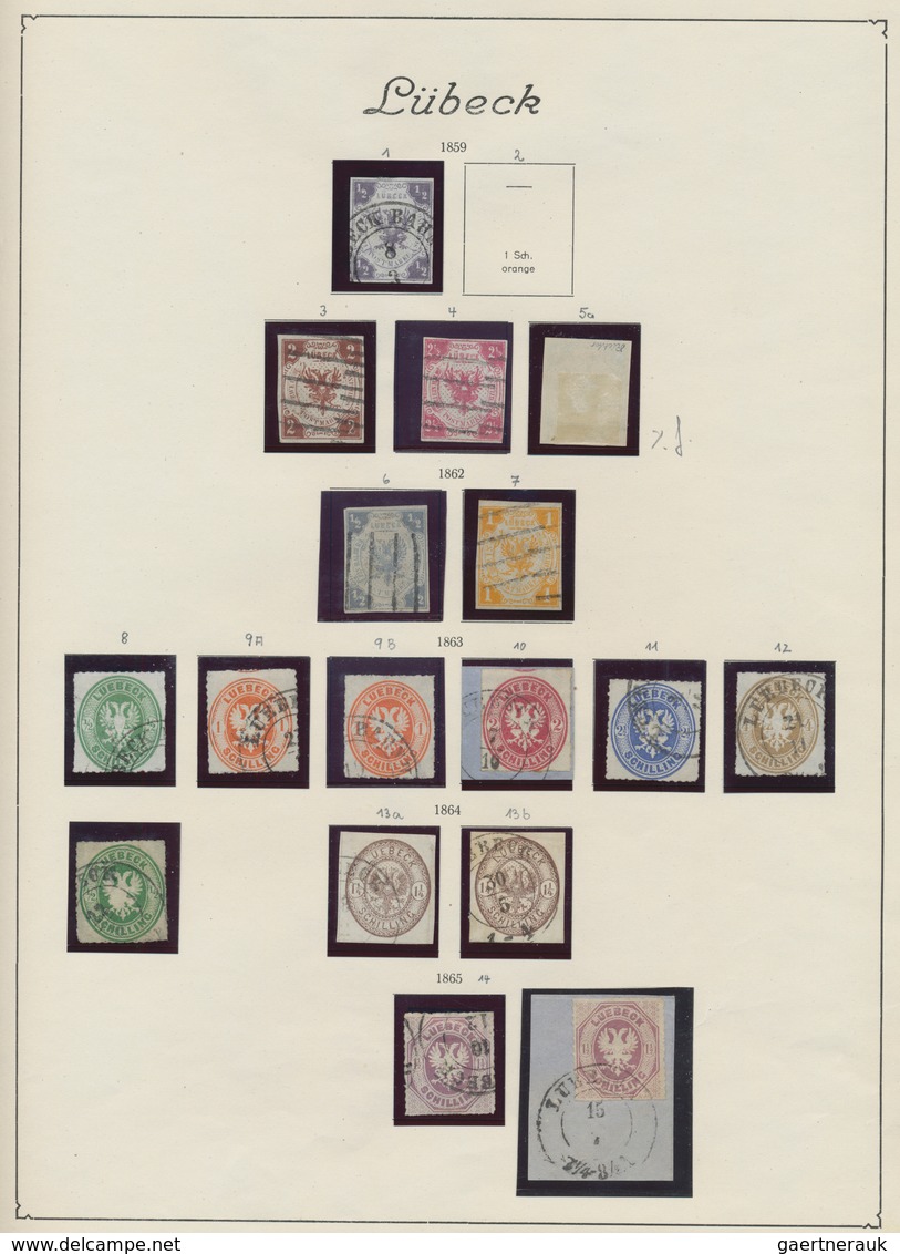 Lübeck - Marken Und Briefe: 1859/1865, Gestempelte Und Ungebrauchte Sammlung Auf Albenblättern, Dabe - Luebeck