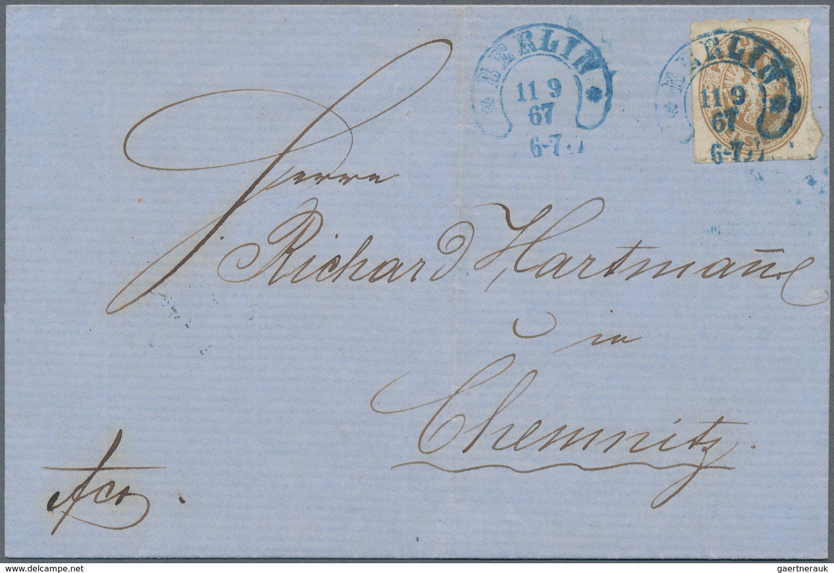 Preußen - Stempel: 1860/1867, 14 Briefe Und Ganzsachen Jeweils Mit BERLIN-Stempeln. Dabei Hufeisenst - Autres & Non Classés