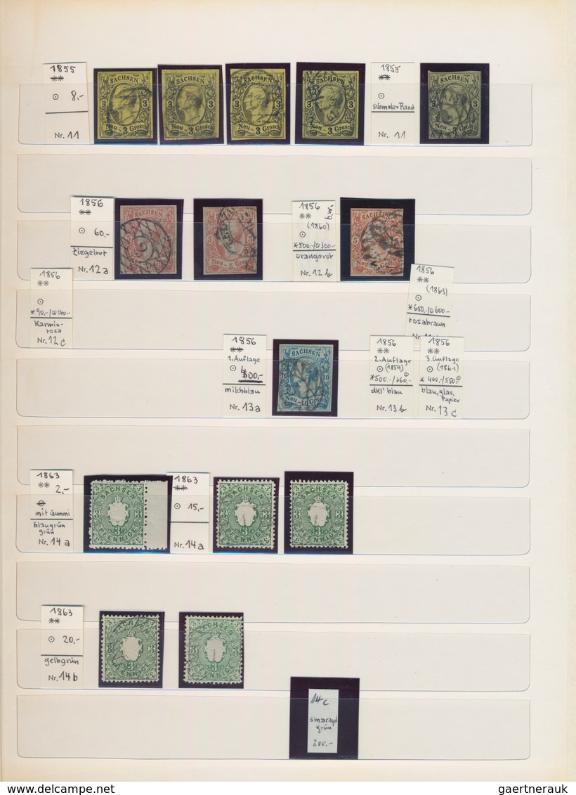 Sachsen - Marken Und Briefe: 1850/1867, Gestempelte Und Ungebrauchte Sammlung Von über 70 Marken, Sa - Saxony