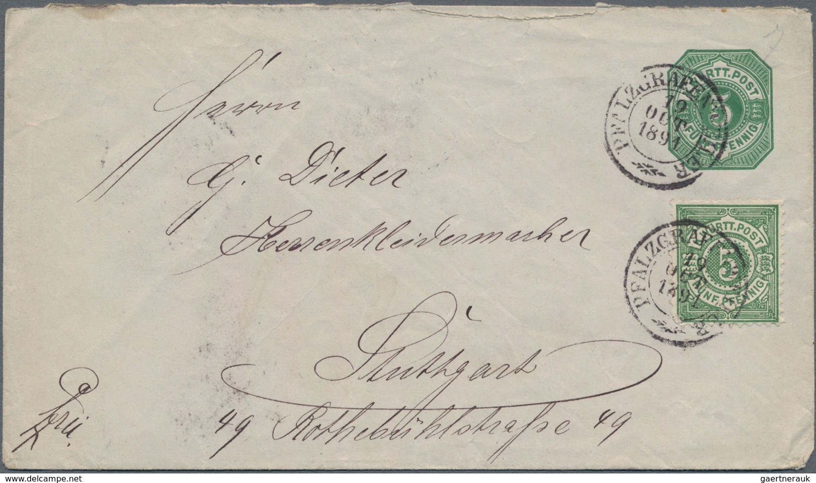 Württemberg - Marken und Briefe: 1850/1920, vielseitige Partie von ca. 120 Briefen, Karten und Ganzs