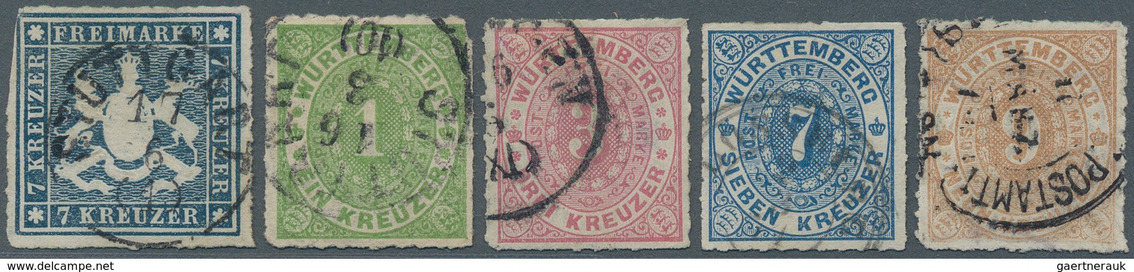 Württemberg - Marken Und Briefe: 1851/1869, Sauber Gestempelte Sammlungspartie Der Kreuzerzeit Mit 3 - Sonstige & Ohne Zuordnung