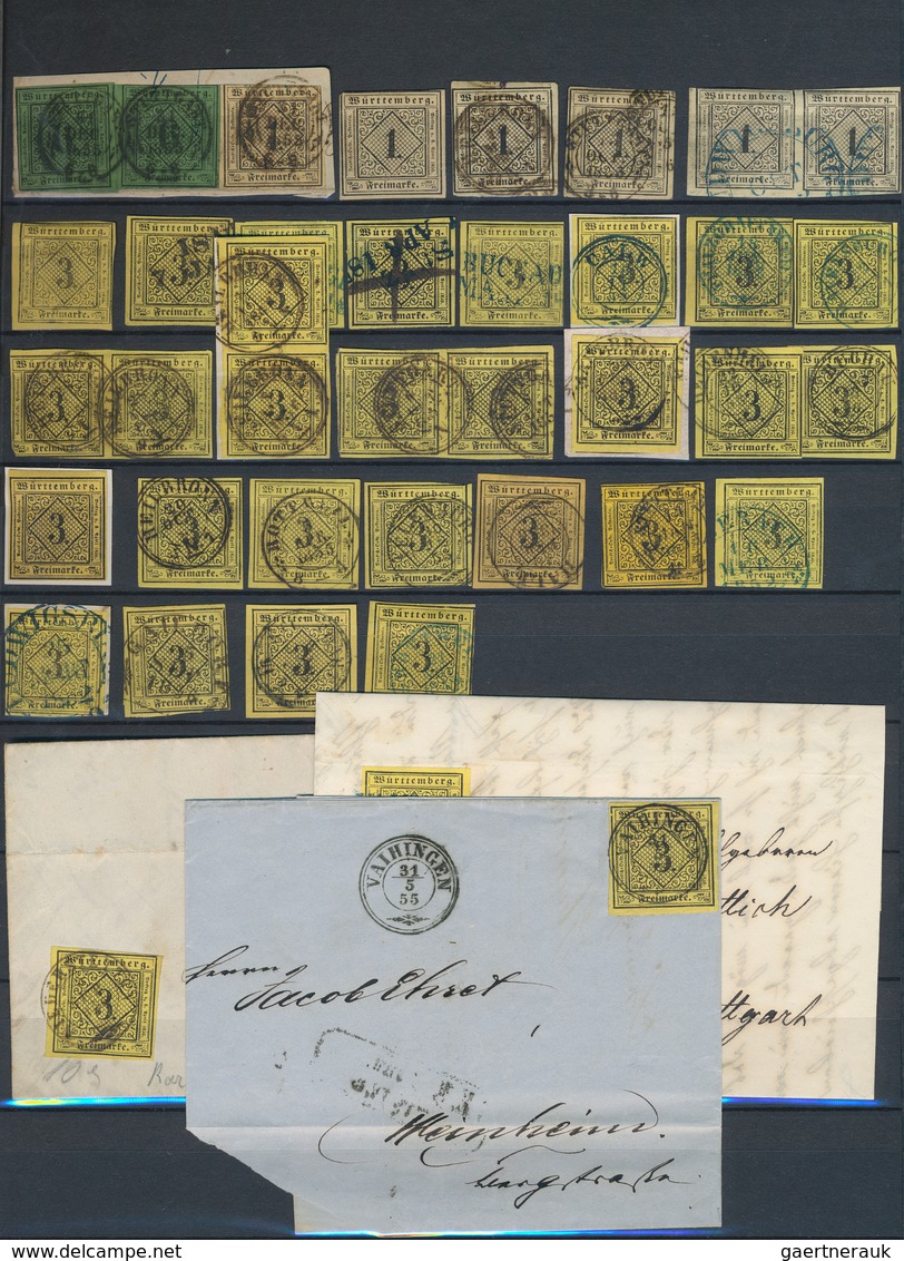 Württemberg - Marken Und Briefe: 1851/1874, Meist Gestempelte Sammlung Der Kreuzer-Zeit Mit Ca. 205 - Sonstige & Ohne Zuordnung