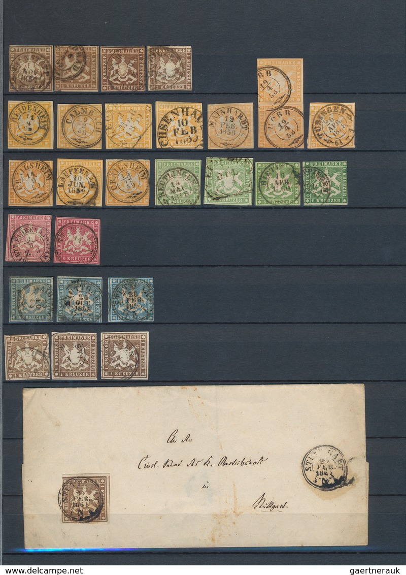 Württemberg - Marken Und Briefe: 1851/1874, Meist Gestempelte Sammlung Der Kreuzer-Zeit Mit Ca. 205 - Other & Unclassified