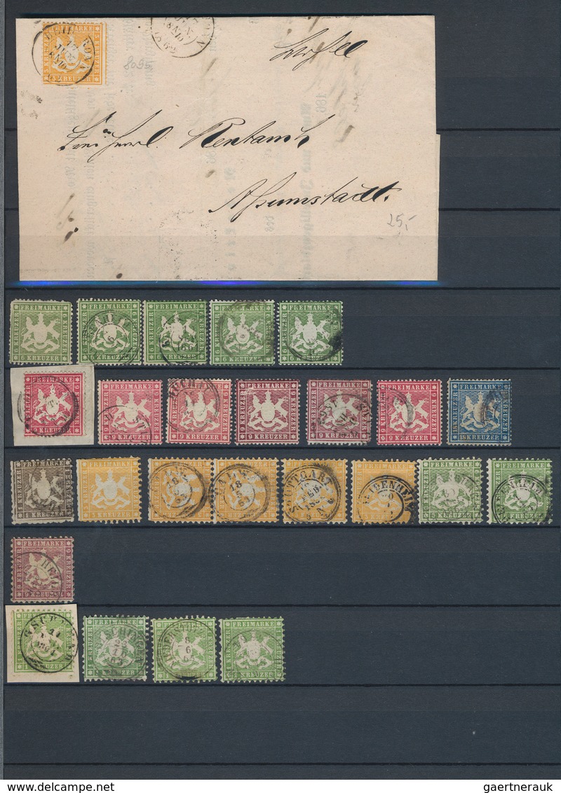 Württemberg - Marken Und Briefe: 1851/1874, Meist Gestempelte Sammlung Der Kreuzer-Zeit Mit Ca. 205 - Autres & Non Classés