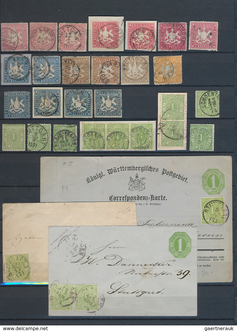 Württemberg - Marken Und Briefe: 1851/1874, Meist Gestempelte Sammlung Der Kreuzer-Zeit Mit Ca. 205 - Other & Unclassified