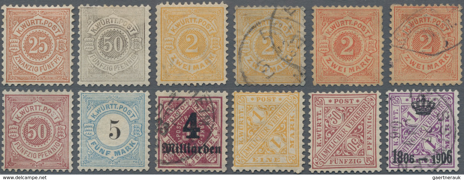 Württemberg - Marken Und Briefe: 1851/1923, Gehaltvolle, Doppelt Geführte (ungebraucht + Gestempelt) - Autres & Non Classés