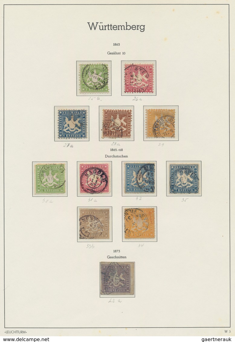 Württemberg - Marken Und Briefe: 1851-1920, Anfangs Zumeist Gestempelte Sammlung Mit Allen Höchstwer - Autres & Non Classés