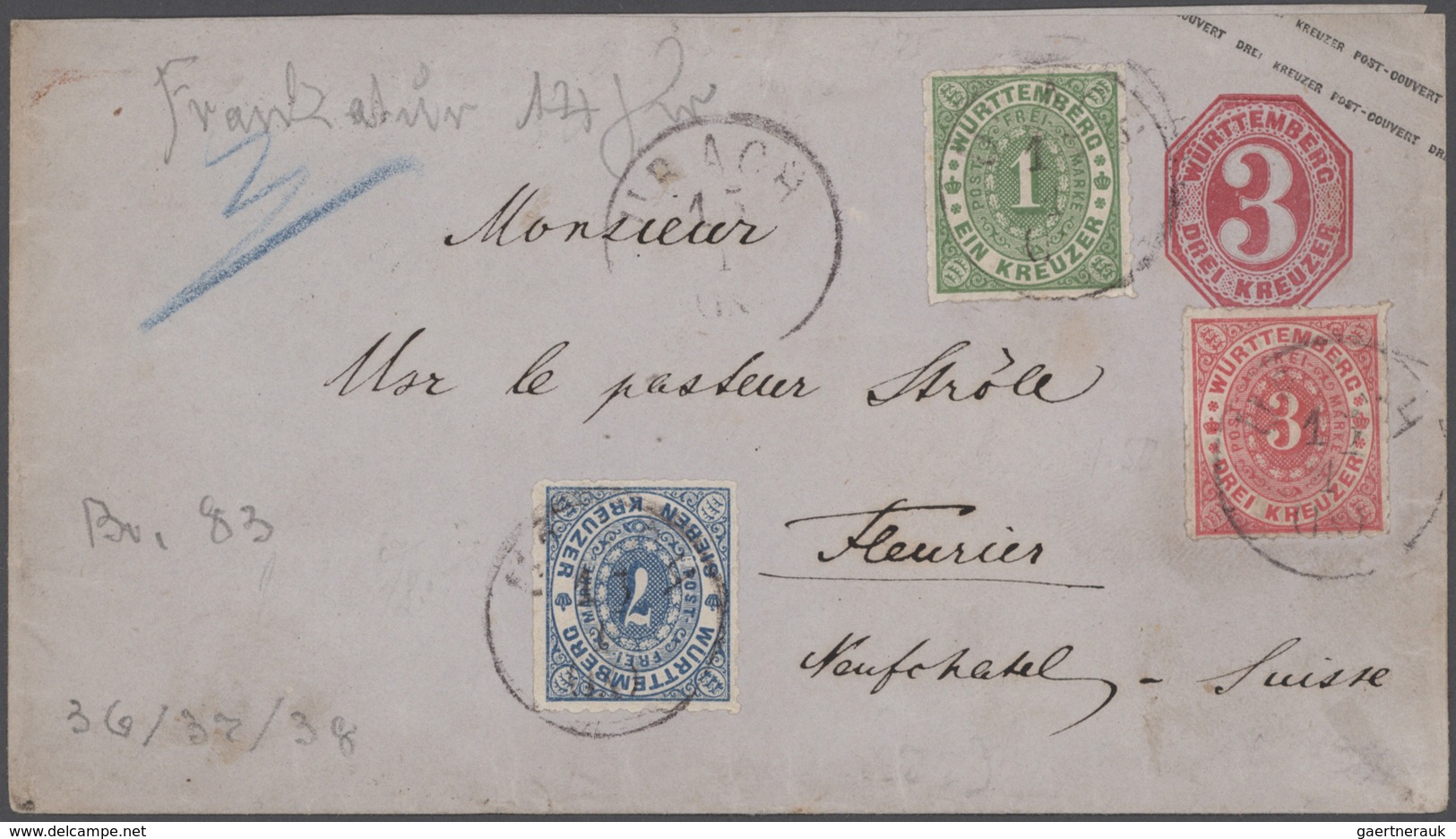 Württemberg - Marken Und Briefe: 1851-1920, Partie Mit Marken Auf Steckblättern, Hier Auch Einige Sp - Autres & Non Classés