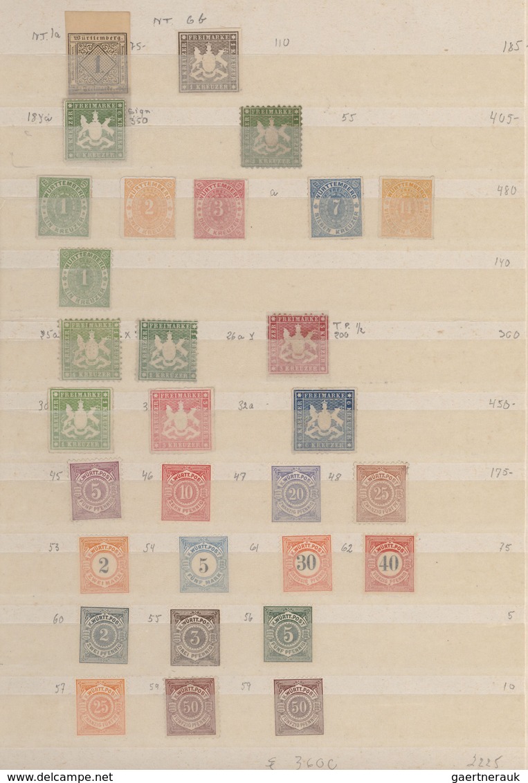 Württemberg - Marken Und Briefe: 1860/1920 (ca.), Ungebrauchte Sammlung Von Ca. 200 Marken, Dabei Mi - Sonstige & Ohne Zuordnung