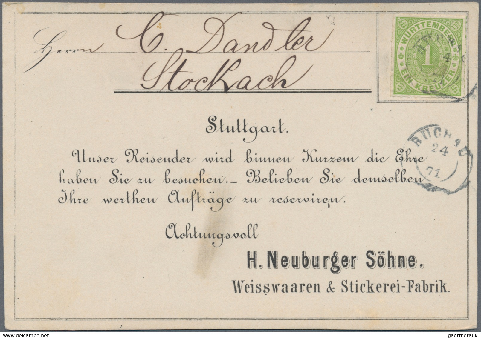 Württemberg - Marken Und Briefe: 1869/1875, Partie Von Acht Briefen Und Karten Mit Frankaturen Der O - Other & Unclassified