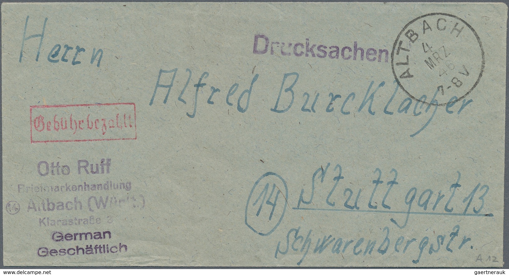 Württemberg - Einkreisstempel: 1939-1952, Partie Mit Rund 80 Briefen Und Belegen Mit Nachverwendeten - Sonstige & Ohne Zuordnung