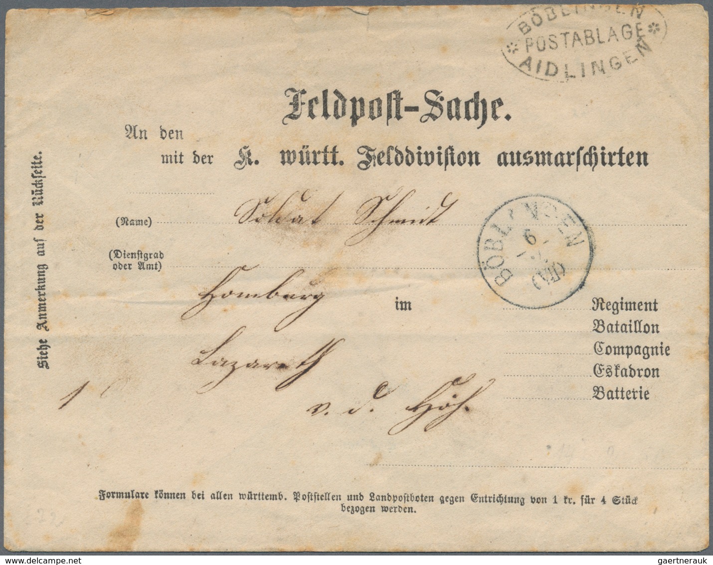 Württemberg - Feldpost: 1870/1871, Einmalige Sammlung Von Ca. 106 Feldpost-Belegen Aus Dem Deutsch/F - Other & Unclassified