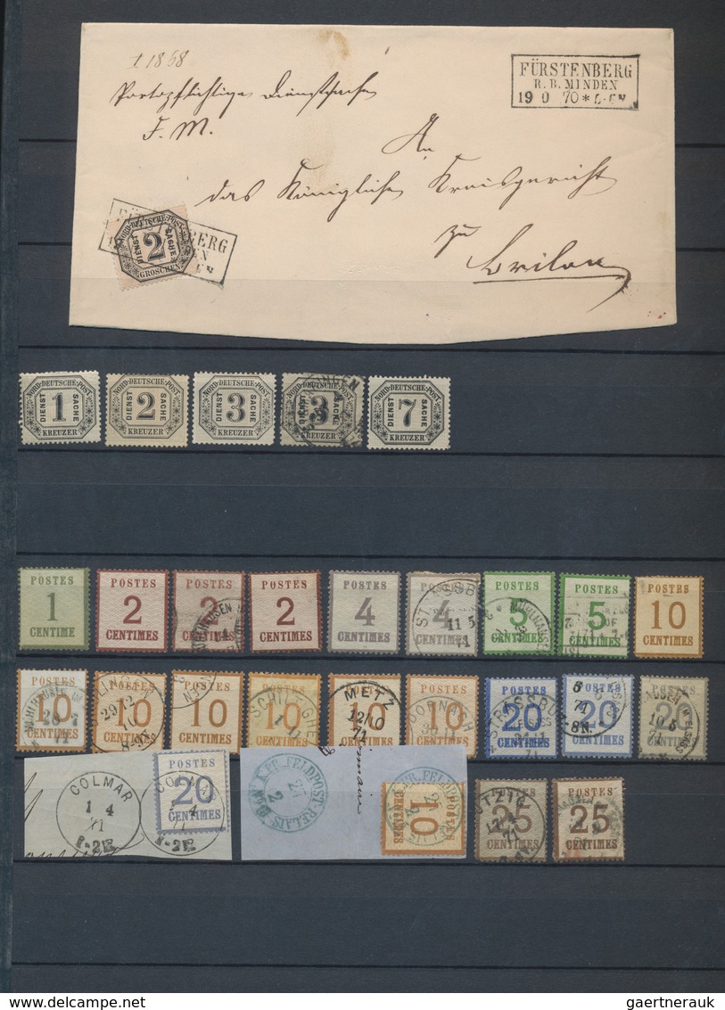 Norddeutscher Bund - Marken und Briefe: 1868/1871, NDP+Elsaß-Lothringen, meist gestempelte und sehr