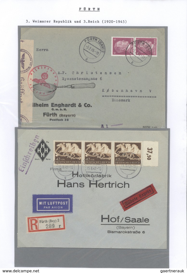 Deutsches Reich: 1920/1960 Ca., Marken Und Poststempel Am Beispiel Einer Heimatsammlung Fürth I.B., - Collections