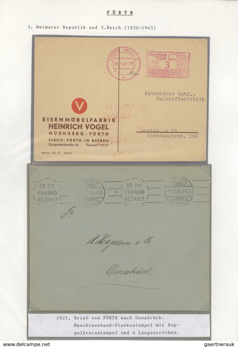 Deutsches Reich: 1920/1960 Ca., Marken Und Poststempel Am Beispiel Einer Heimatsammlung Fürth I.B., - Collections