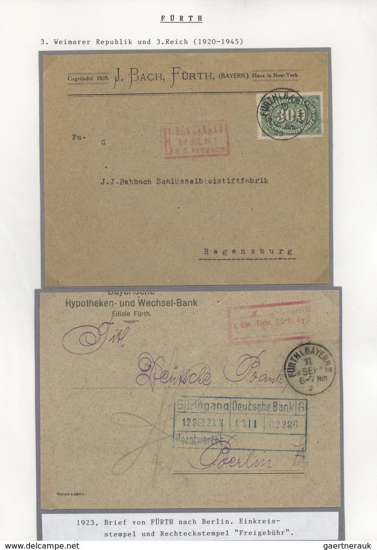 Deutsches Reich: 1920/1960 Ca., Marken Und Poststempel Am Beispiel Einer Heimatsammlung Fürth I.B., - Collections