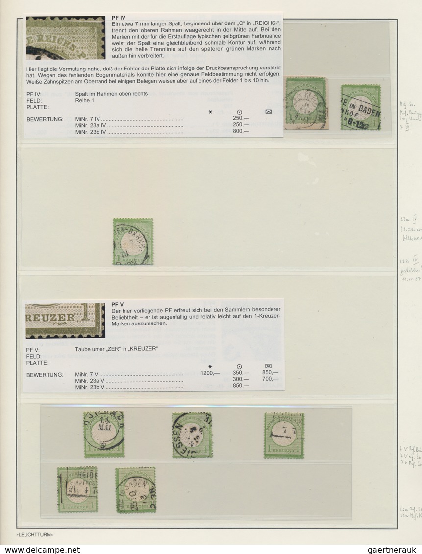 Deutsches Reich - Brustschild: 1872, Schöne Spezialsammlung Der PLATTENFEHLER 1 Kr. Grün Und 2 Kr. R - Collections