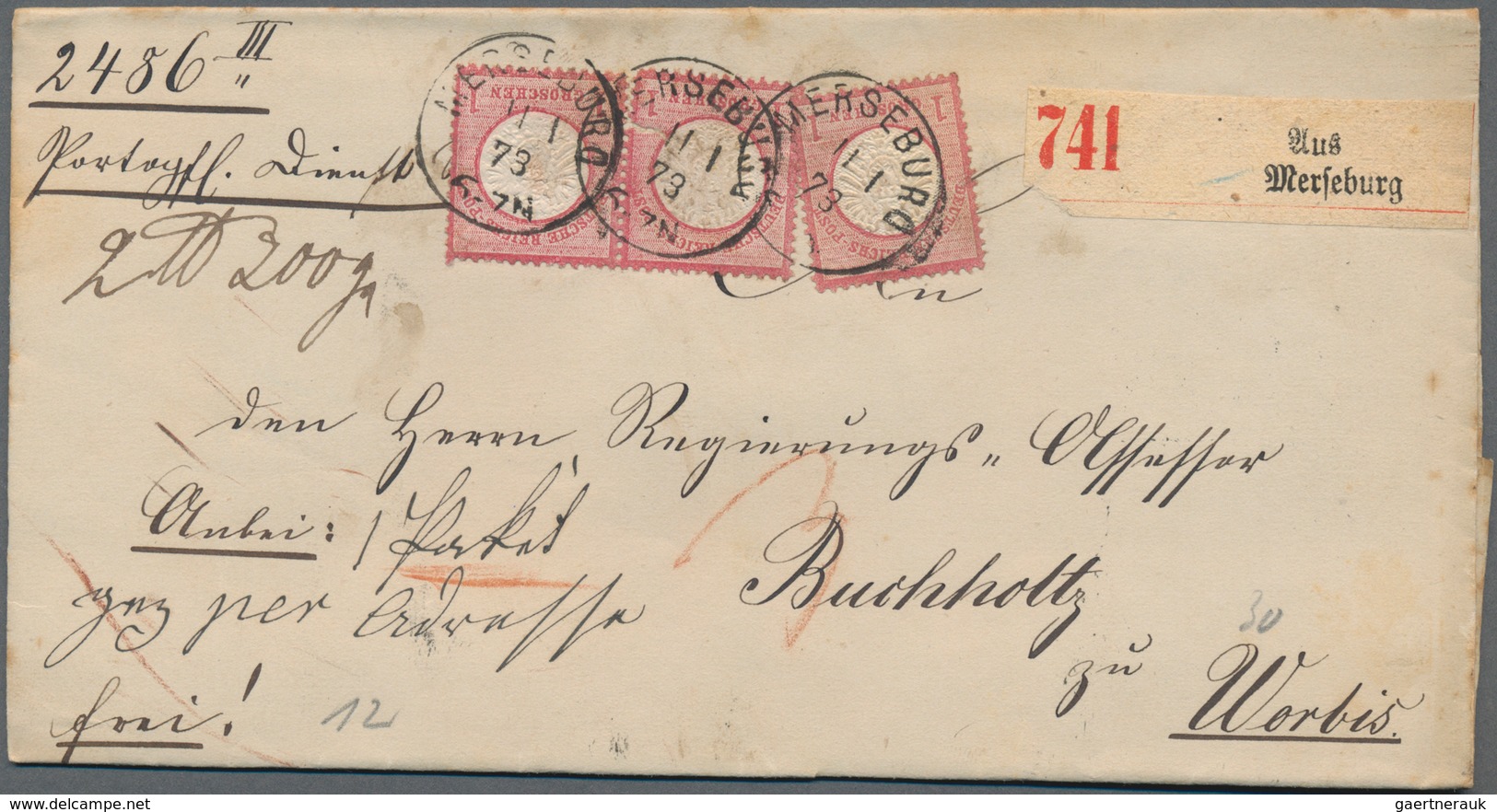 Deutsches Reich - Brustschild: 1872/1875, kleines Lot von 42 Belegen, dabei Paketbegleitung, Bahnpos