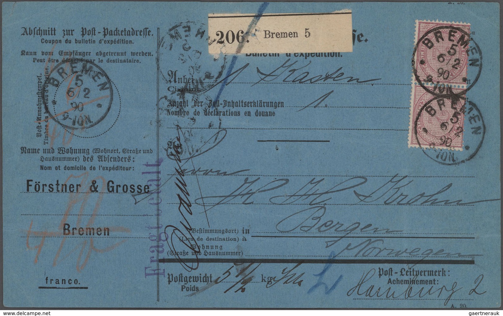 Deutsches Reich - Pfennige: 1887/1900, 2 Mark Innendienstmarke (MiNr. 37), Partie Von Vier Besseren - Collections