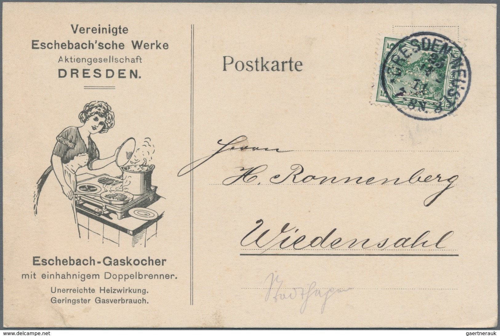 Deutsches Reich - Germania: 1911/1919, Partie Von Ca. 46 Gelaufenen Karten Mit Reklame-Zudrucken, Me - Collections